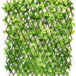 VRB Dec 1 Pcs Expandable Grass Fence Artificial Wall Hedge Balcony Decor Privacy Decorative Trellis Faux Artifical Green Grass Plant for Wall/Home Decor - Expandable (Wooden Fence - 1 Pcs) - Fast Shipping to USA & Canada