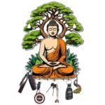 Webelkart Premium Gautam Buddha Printed Wooden Key Holder for Home Decor,Key Holder for Wall Decor (10 inches) Gift Item - Fast Shipping to USA & Canada