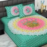 100% Cotton bedsheet Double Bed Jaipuri Rajasthani Fabric Multicolor Cotton Bedsheet Bazar with 2 Pillow Covers - MultiColors160 - Fast Shipping to USA & Canada