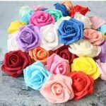 VRB Dec Plastic 24 Pcs Rose Artificial Flowers For Decoration,Artificial Flower,Flower For Hair Styling,Flower For Pooja, For Home Decor,Diwali. (24Pcs - Multicolor Big Foam Rose) - Fast Shipping to USA & Canada