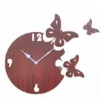 Sehaz Artworks Wooden Wall Clock for Home Stylish Wall Clocks for Living Room - Moon Butterfly Wood - Fast Shipping to USA & Canada