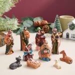 Webelkart Premium Christmas Decorations Items Jesus Nativity Crib Set - Christmas Crib Statues 9 Piece Resin Multicolor Christmas Decorations for Home & Office/Christmas Nativity Set - Fast Shipping to USA & Canada