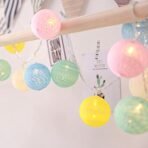 One94Store Cotton Ball String Lights 16 Led (Plug-in) Decorative Lights for Diwali,Christmas,Party&Wedding Events (Multicolor)(16 Led) 3 Meters - Fast Shipping to USA & Canada