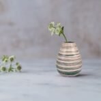 Xtore Marbled Ceramic VASE with Green Striped Pattern for Home Decor (Pack of 1, Green and Cream) - Fast Shipping to USA & Canada