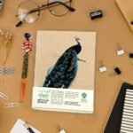 JAIPURCRAFT Peacock Print Handmade Paper Writing Journal Notebook, 7 Inch Big Natural Eco Friendly Unlined Diary - Fast Shipping to USA & Canada