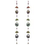 JaipurCrafts Handcrafted Rajasthani Colored Elephant & Bells Design Wall Hanging Decorative Showpiece - 34 Inch (Wood) Pack of 2 - Fast Shipping to USA & Canada