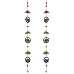 JaipurCrafts Handcrafted Rajasthani Colored Elephant & Bells Design Wall Hanging Decorative Showpiece - 34 Inch (Wood) Pack of 2 - Fast Shipping to USA & Canada
