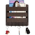 Sehaz Artworks Key Holder for Wall | Key Holder for Home | Letter Mail Holder with Key Hooks | Wall Shelves | Furnitures for Home Decor Items | Wall Decor (25 cm x 25 cm, Brown) - Fast Shipping to USA & Canada