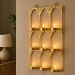 CraftVatika Tealight Candle Holder Festive Decor,Wall Mounted Iron Tealight Candle Holder Stand Frame for Home Christmas Diwali Decoration Items, Diwali Gift Items, Wall Decor, Pooja Decoration Items - Fast Shipping to USA & Canada