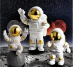 VRB DecTM 3Pcs Astronaut Figurine Spaceman Statue Ornament Toys Statue for Showpiece Home Room Office Desktop Decoration/Car Dashboard/Perfect Valentine Items (3 Pcs Big Golden Astronaut showpiece) - Fast Shipping to USA & Canada