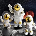 VRB DecTM 3Pcs Astronaut Figurine Spaceman Statue Ornament Toys Statue for Showpiece Home Room Office Desktop Decoration/Car Dashboard/Perfect Valentine Items (3 Pcs Big Golden Astronaut showpiece) - Fast Shipping to USA & Canada