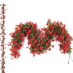 VRB Dec 1 Pcs Artificial Flowers Vine Silk Daisy Garland Fake Ivy,(6 ft Long) Wedding Decorations Diwali/Ganpati/Christmas Decorations Fake Daisy Floral Vine Silk Hanging Flower for Home (Red) - Fast Shipping to USA & Canada