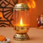 Webelkart Premium Pure Brass Akhand Diya with Adjustable Bati for Puja, Jyot Diya for Diwali Decor,100% Pure Brass Diya for Home, Oil Wick Lamp Deepak ( 10" Inches ) - Fast Shipping to USA & Canada