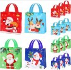 VRB Dec 12 Pcs Christmas Gift Bags -Christmas Bags for Gifts - Small Gift Bags |Treat Bags - Goodie Bag - Gifts for Kids Men Women(Multicolor) (12 Pcs - Non - Woven Bag Multicolor) - Fast Shipping to USA & Canada