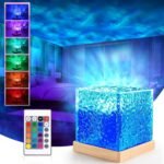 One94Store acrylic Romantic Ocean Wave Night Light Projector Lamp, 3D Water Wave Effect, LED Projection Lamp for Bedroom Decor, Remote Control (Cube Shape)Multicolor - Fast Shipping to USA & Canada