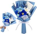 VRB Dec 1 Pcs Butterfly Artificial Crochet Flower Bouquet/Artificial Flowers Bunch/Crochet Flowers/Flowers Gift for Girls Home Decor,Gifting,etc. (Sky Blue Butterfly Crochet Flower Bouquet) - Fast Shipping to USA & Canada