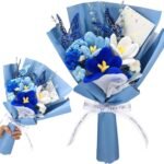 VRB Dec 1 Pcs Butterfly Artificial Crochet Flower Bouquet/Artificial Flowers Bunch/Crochet Flowers/Flowers Gift for Girls Home Decor,Gifting,etc. (Sky Blue Butterfly Crochet Flower Bouquet) - Fast Shipping to USA & Canada
