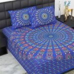 100% Cotton bedsheet Double Bed Jaipuri Rajasthani Fabric Multicolor Cotton Bedsheet Bazar with 2 Pillow Covers - MultiColors018 - Fast Shipping to USA & Canada