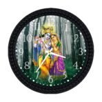 Xtore Radhe Krishna Modern Elegant Minimal Wall Clock | Ergonomic Design | Beautiful Round Dial | for Home, Office - Black - Fast Shipping to USA & Canada