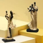 Xtore Stylish Golden Black Resin Couple Statues with Child for Home Decor (Pack of 2, Black & Golden)? - Fast Shipping to USA & Canada