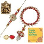 Webelkart Premium 2 Lumba Rakhi For Bhaiya And Bhabhi/Sister And Kids With Cute Ganesha Idol For Car Dashboard - Fast Shipping to USA & Canada