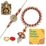 Webelkart Premium 2 Lumba Rakhi For Bhaiya And Bhabhi/Sister And Kids With Cute Ganesha Idol For Car Dashboard - Fast Shipping to USA & Canada