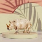 Xtore Home Decor Lucky Horned Rhino Statue Table Accent (Pack of 1, Off White) - Fast Shipping to USA & Canada