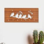 JaipurCrafts 5-Birds Wood Key Holder with 7 Hooks (29 cm x 13.5 cm x 0.4 cm) Pack of 1, Brown - Fast Shipping to USA & Canada