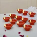 CraftVatika 12 Water Sensor Diya for Home Decoration - Water diyas for Diwali Electric Flameless & Smokeless LED Diya Lights, Candle for Home Decor, Diwali Festival Decoration Festive (12, Oval) - Fast Shipping to USA & Canada