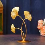 Webelkart Premium Iron Gold Plated 3 Leaf Shape Decoration Table Stand for Home and Living Room Decor - (7.8 inches, Gold)- Decorative Items for Home Decor, Showpiece for Home Decor - Fast Shipping to USA & Canada
