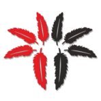Sehaz Artworks 'Feathers' Decal (Wooden, 16 cm x 5 cm x 0.3 cm, Red and Black, Set of 8) - Fast Shipping to USA & Canada
