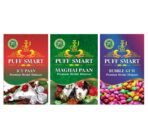 PUFF SMART Premium Herbal Flavor Icy Paan, Strawberry, Bubblegum Combo (100% Nicotine And Tobacco Free) - Fast Shipping to USA & Canada
