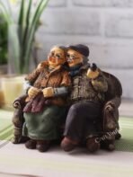 CraftVatika Dada Dadi Romantic Couple Miniatures Grand Parents on Sofa Statue Showpiece for Home Decor - Best Gift for Love, Valentine, Retirement Party, Wedding Anniversary, Multicolor, 14 x 8.9 cm - Fast Shipping to USA & Canada