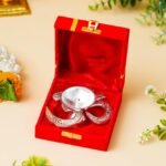 Webelkart Antique Om Silver Akhand Diya with Velvet Box for Pooja Decor | Diya for Diwali| Oil Lamp for Home( 4.5" Inches) - Fast Shipping to USA & Canada