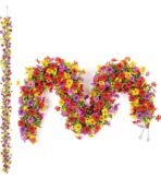 VRB Dec 1 Pcs Artificial Flowers Vine Silk Daisy Garland Fake Ivy,(6 ft Long) Wedding Decorations Diwali/Ganpati/Christmas Decorations Fake Daisy Floral Vine Silk Hanging Flower for Home (Multi) - Fast Shipping to USA & Canada