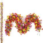 VRB Dec 1 Pcs Artificial Flowers Vine Silk Daisy Garland Fake Ivy,(6 ft Long) Wedding Decorations Diwali/Ganpati/Christmas Decorations Fake Daisy Floral Vine Silk Hanging Flower for Home (Multi) - Fast Shipping to USA & Canada