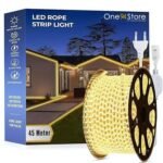 One94Store 45 Meter LED Rope Light for Decoration - Waterproof SMD Cove Light for Ceiling, Home DECOR, LED Pipe Light for Diwali, Festival, Indoor, Outdoor Use (Warm White) - Fast Shipping to USA & Canada