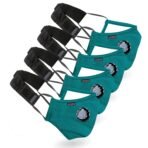 Xtore Unisex FDA CE Certified Cotton Cloth Reusable Washable Anti Pollution N-95 Mask with Valve (Turquoise) -Pack of 4 Mask, 4 Filters and 4 Head Band - Fast Shipping to USA & Canada