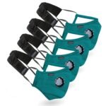 Xtore Unisex FDA CE Certified Cotton Cloth Reusable Washable Anti Pollution N-95 Mask with Valve (Turquoise) -Pack of 4 Mask, 4 Filters and 4 Head Band - Fast Shipping to USA & Canada
