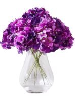 VRB DecTM (Pack of 10) Hydrangea Silk Fake Flowers Heads with Stems for Decoration Wedding Home Party Shop Baby Shower, Room Decor for Bedroom Aesthetic [WiITHOUT VASE] (Shaded Purple) - Fast Shipping to USA & Canada
