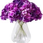 VRB DecTM (Pack of 10) Hydrangea Silk Fake Flowers Heads with Stems for Decoration Wedding Home Party Shop Baby Shower, Room Decor for Bedroom Aesthetic [WiITHOUT VASE] (Shaded Purple) - Fast Shipping to USA & Canada