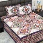 100% Cotton bedsheet Double Bed Jaipuri Rajasthani Fabric Multicolor Cotton Bedsheet Bazar with 2 Pillow Covers - MultiColors098 - Fast Shipping to USA & Canada