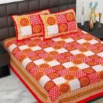 100% Cotton bedsheet Double Bed Jaipuri Rajasthani Fabric Multicolor Cotton Bedsheet Bazar with 2 Pillow Covers - MultiColors164 - Fast Shipping to USA & Canada