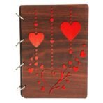 Sehaz Artworks Heart Windchime Wooden Scrap Book Photo Album (30 cm x 21 cm x 3 cm, Brown) - Fast Shipping to USA & Canada
