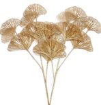 VRB Dec Plastic 3 Pcs Artificial Eucalyptus Gingko Leaves Faux Flowers For Home,Office Corner,Bedroom,Balcony,Living Room Decoration,Restaurant Decor And Craft(Pot No Include(Golden Gingkoo Stick,3) - Fast Shipping to USA & Canada