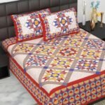 100% Cotton bedsheet Double Bed Jaipuri Rajasthani Fabric Multicolor Cotton Bedsheet Bazar with 2 Pillow Covers - MultiColors167 - Fast Shipping to USA & Canada