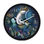 Xtore Ganesh Ji Modern Versatile Minimal Wall Clock | Stylish Timepiece | Beautiful Round Dial | for Home, Office - Black - Fast Shipping to USA & Canada