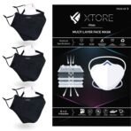 Xtore N95 FDA CE Certified Anti pollution Cotton Reusable Washable without valve Unisex Cloth Mask (Black, Pack of 3) - Fast Shipping to USA & Canada