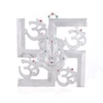 JaipurCrafts Aluminium Wall Hanging of Lord Ganesha On Swastik with Om Showpiece - (22.86 cm, Silver) - Fast Shipping to USA & Canada