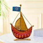 CraftVatika Metal Turkish Ship Boat Naav Showpiece - Home Decor Figurine for Living Room, Bedroom, Office Desk - Tabletop Desktop Side Corner Decoration (Type 2), Multicolor - Fast Shipping to USA & Canada